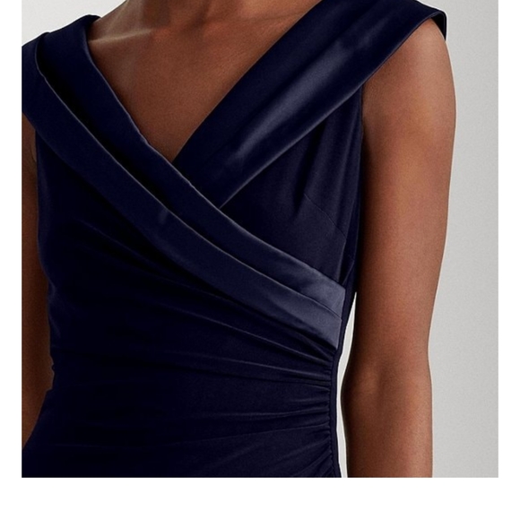 Lauren Ralph Lauren Crossover Gown In Lighthouse Navy - Picture 4 of 4